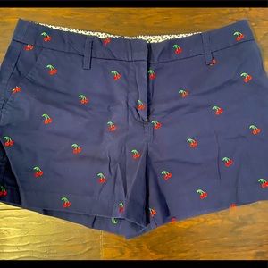 Navy Blue Cherry Print Shorts